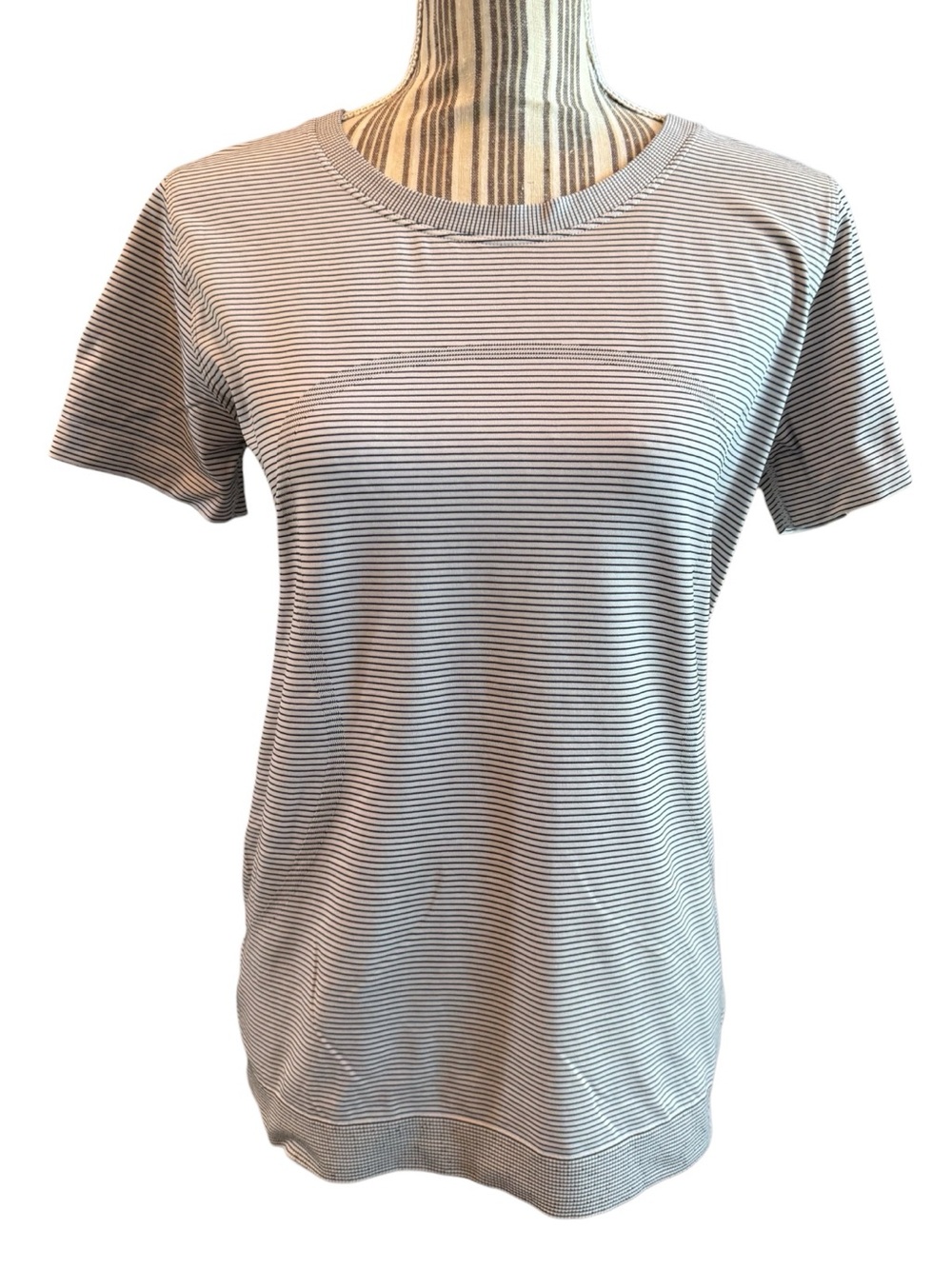 lululemon athletica Black and White Thin-Striped Short Sleeve Tee